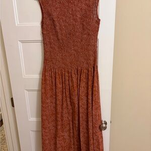 Universal Thread Rust Floral Maxi Dress with Smocked Bodice